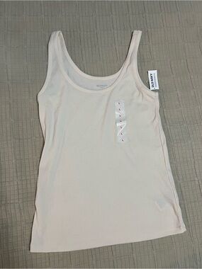 Old Navy Cream Ribbed Scoop-Neck Tank